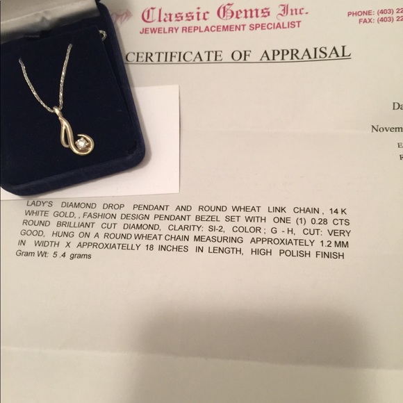 New white gold and diamond necklace with appraisal - Picture 2 of 5
